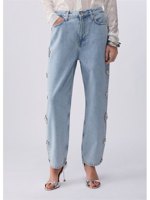 jeans straight con ricami gioiello Liu Jo | UA6196 D485479019